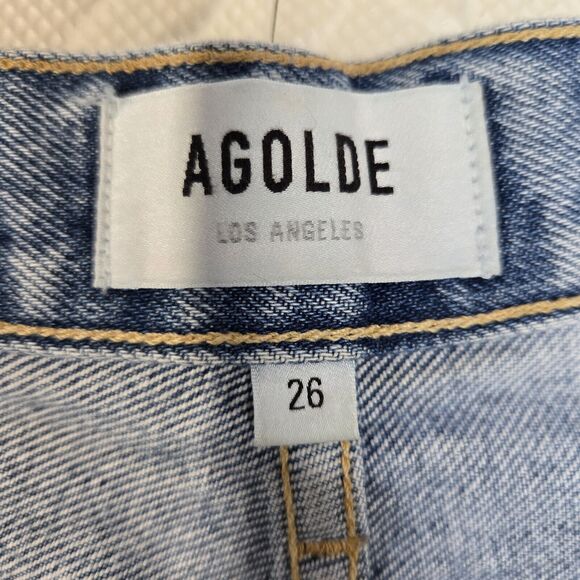 Agolde 90's Jeans Womens 27 High Rise Straight Leg Crop Distressed Busted Knee - Picture 9 of 14